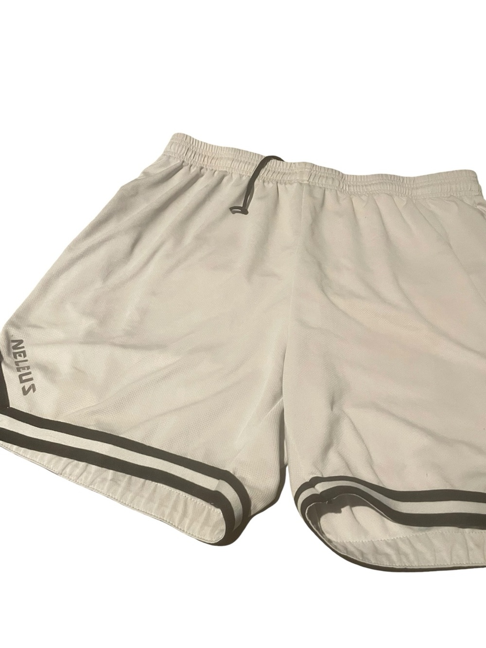 Neleus size XXL Men's White Athletic Shorts with Gray Trim